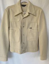 VTG LEE..BEIGE..POLYESTER..UNION MADE USA..PEARLSNAP..JACKET..LONG LAPELS MEN 34