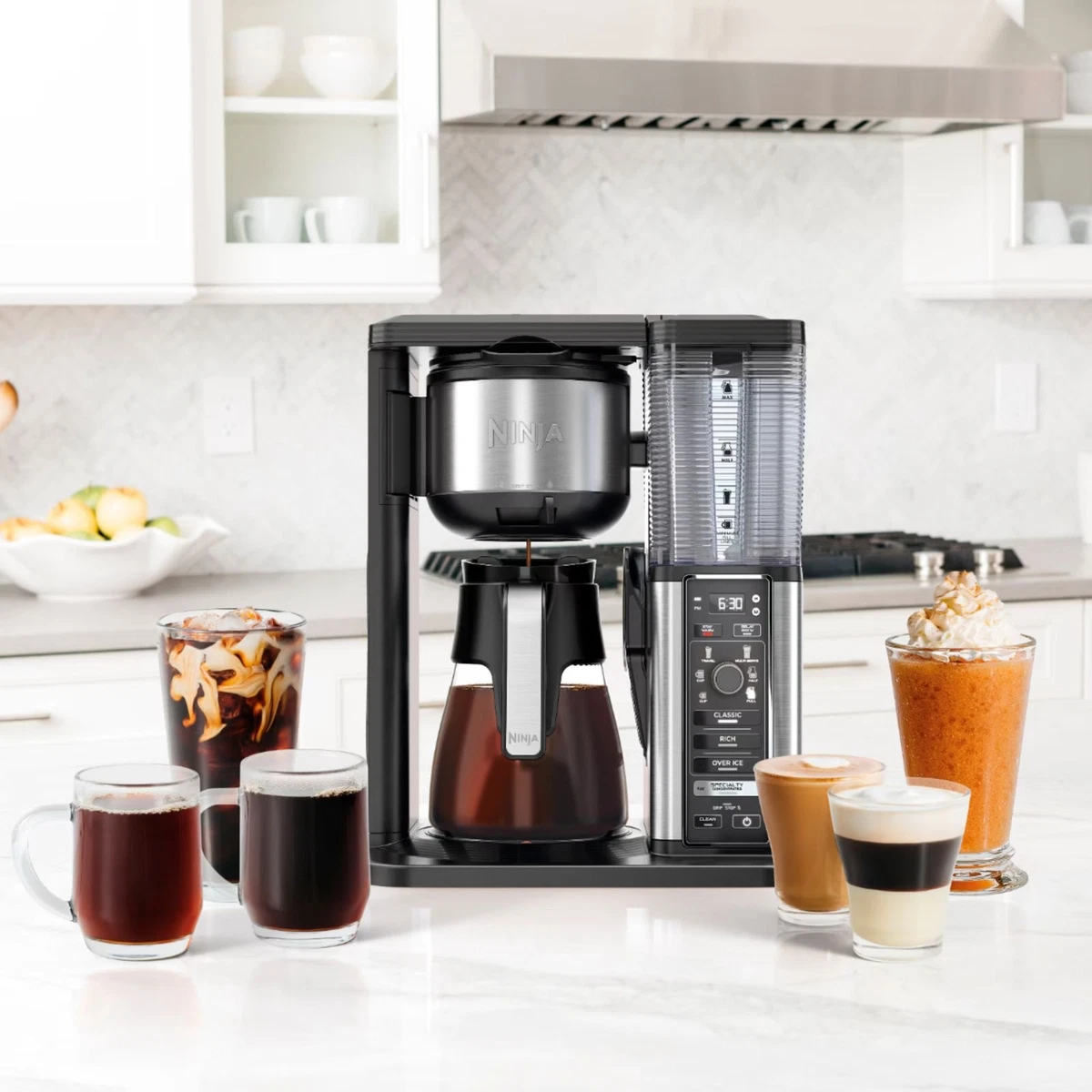 Cafetera Ninja de 10 tazas con espumador plegable y jarra de vidrio CM401