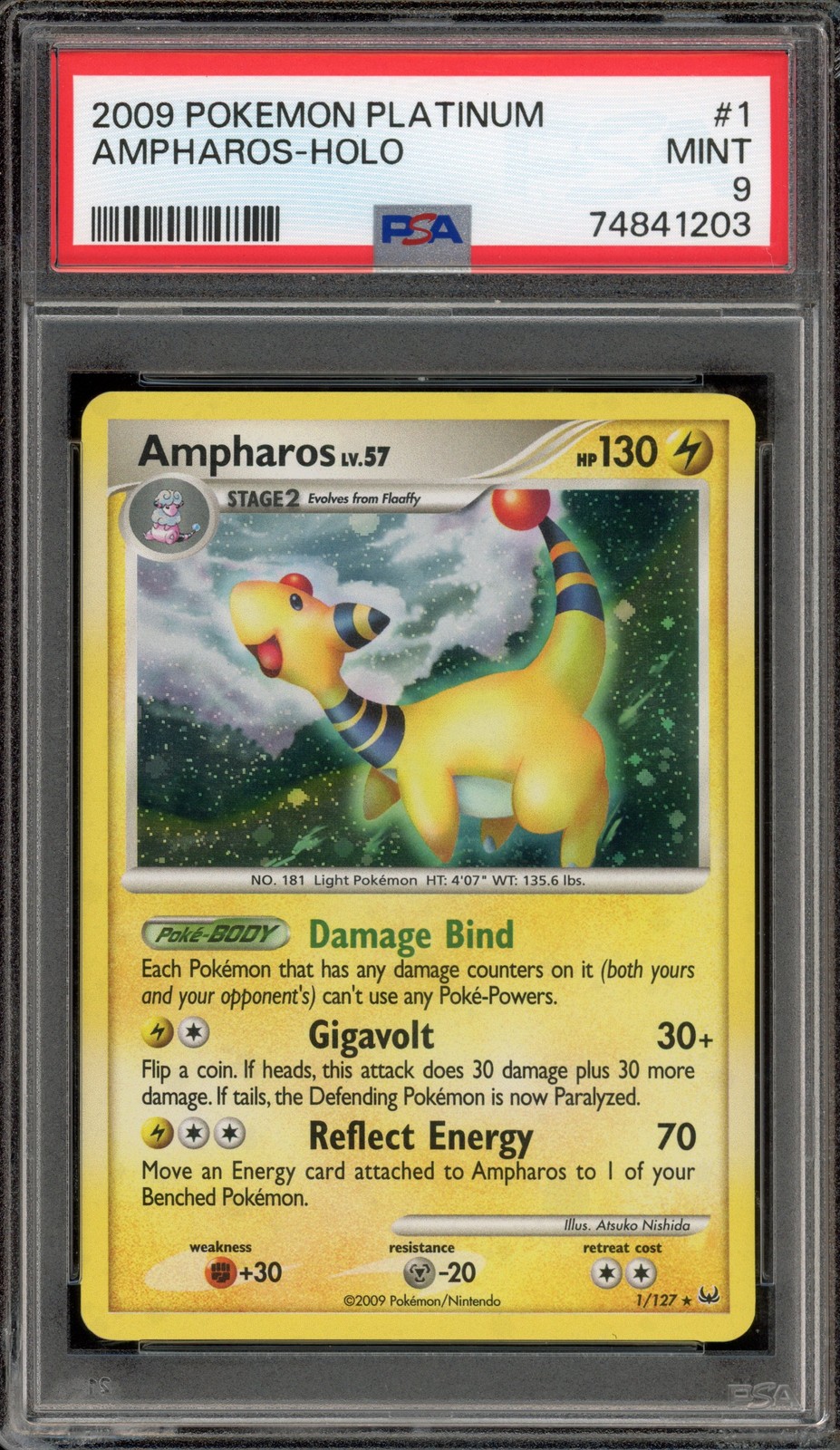 Pokemon Ampharos Platinum Holo Rare #1 PSA 9 Mint