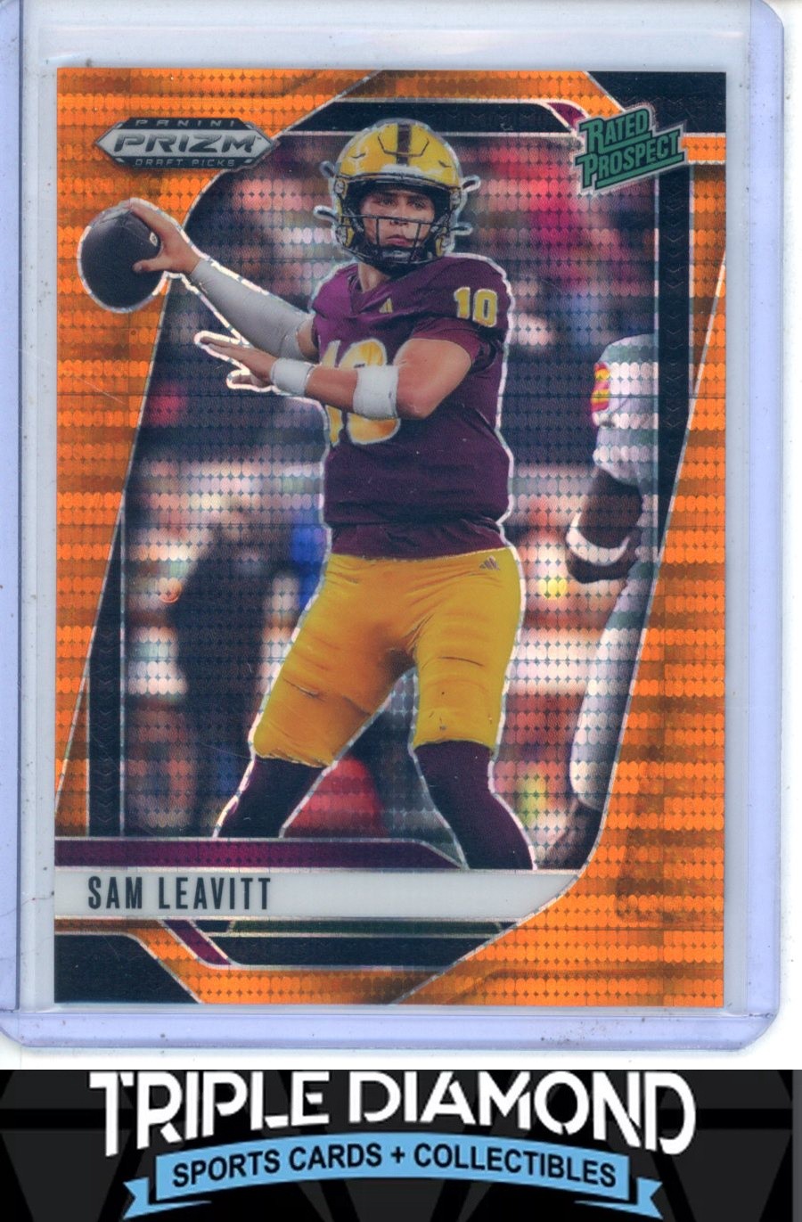 2025 Prizm Draft Picks Sam Leavitt Rated Prospect Neon Orange Pulsar #04/75 W748