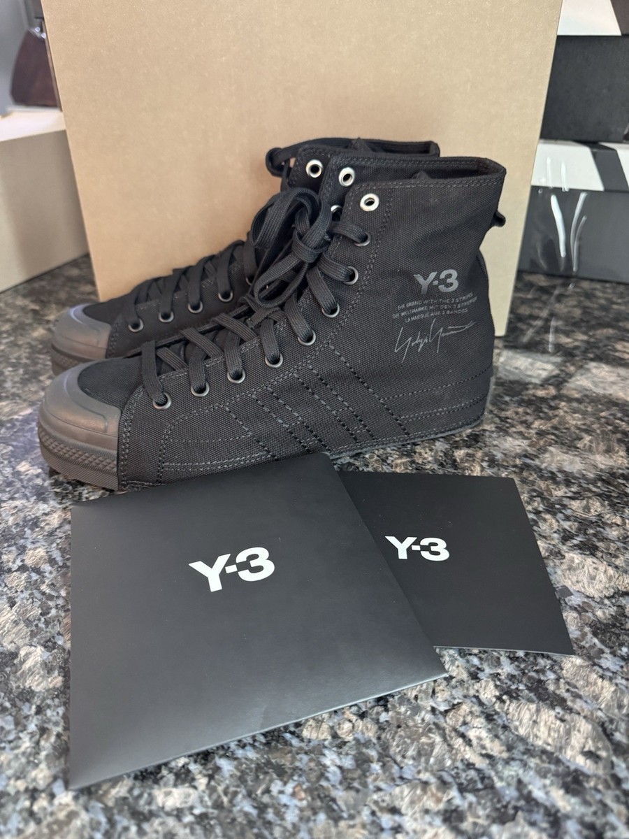 Y-3 Men's Nizza Hi Adidas High Top Sneakers. Blackout Shoes