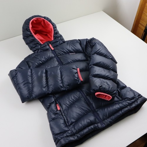 Patagonia Hi-Loft Down Sweater Hoody Puffer Jacket Kids Girls Large 12 Blue Pink - Picture 3 of 14