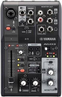 YAMAHA AG03MK2 B Schwarz 3-Kanal Live Streaming Mixer USB Audio Interface NEU