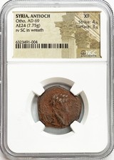 AD 69 ROMAN COLONIAL EMPEROR OTHO AE24 ANTIOCH COIN NGC XF 4/3