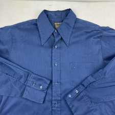VINTAGE JC Penney Shirt Adult Size XL Brown Rockabilly Dagger Collar Mens 1970s
