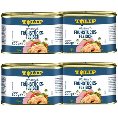 TULIP 4x 200g Frühstücksfleisch Original Dänische Delikatesse in Konservendose