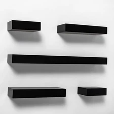 Threshold Modern 5 Shelves Wall Mounted Shelf Storage Modular 5PC Black