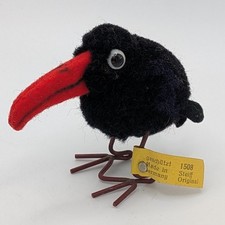 Steiff 1900-30s Antique Vintage Wool Miniature Raven Bird Germany W/ FF Button