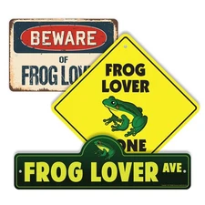 Lover 3-Pack Plastic Crossing Signs – Rustic Amphibian Deco