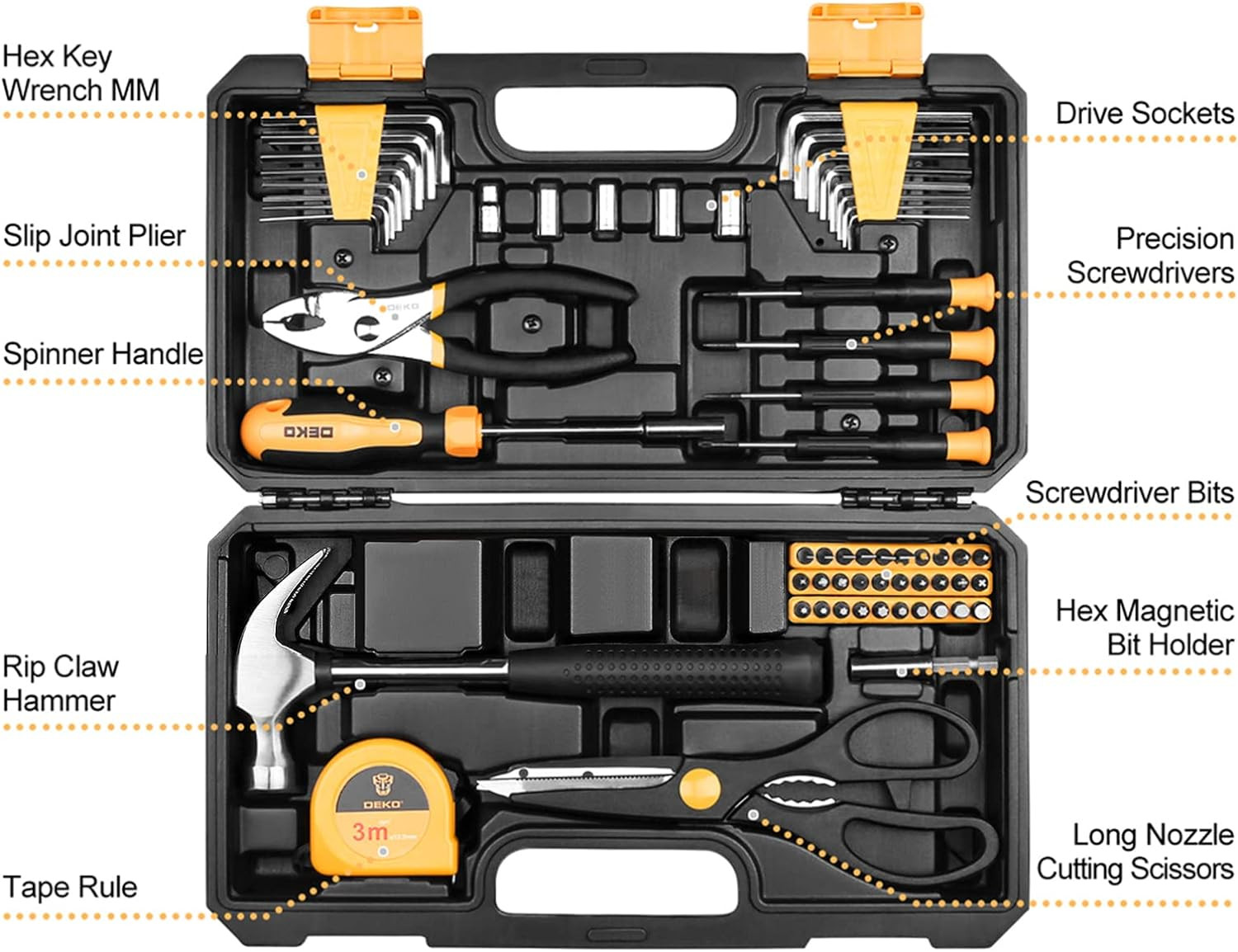 DEKO TZ62 Set Di Attrezzi Kit Di Attrezzi Manuali per Uso Domestico Generale Con - 2