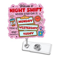Funny Night Shift Nurse Badge Reel Retractable Badge Holder with Swivel Clip,...