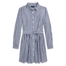 Polo Ralph Lauren Kids Stripe Pattern Belted Shirt Dress, Size 8