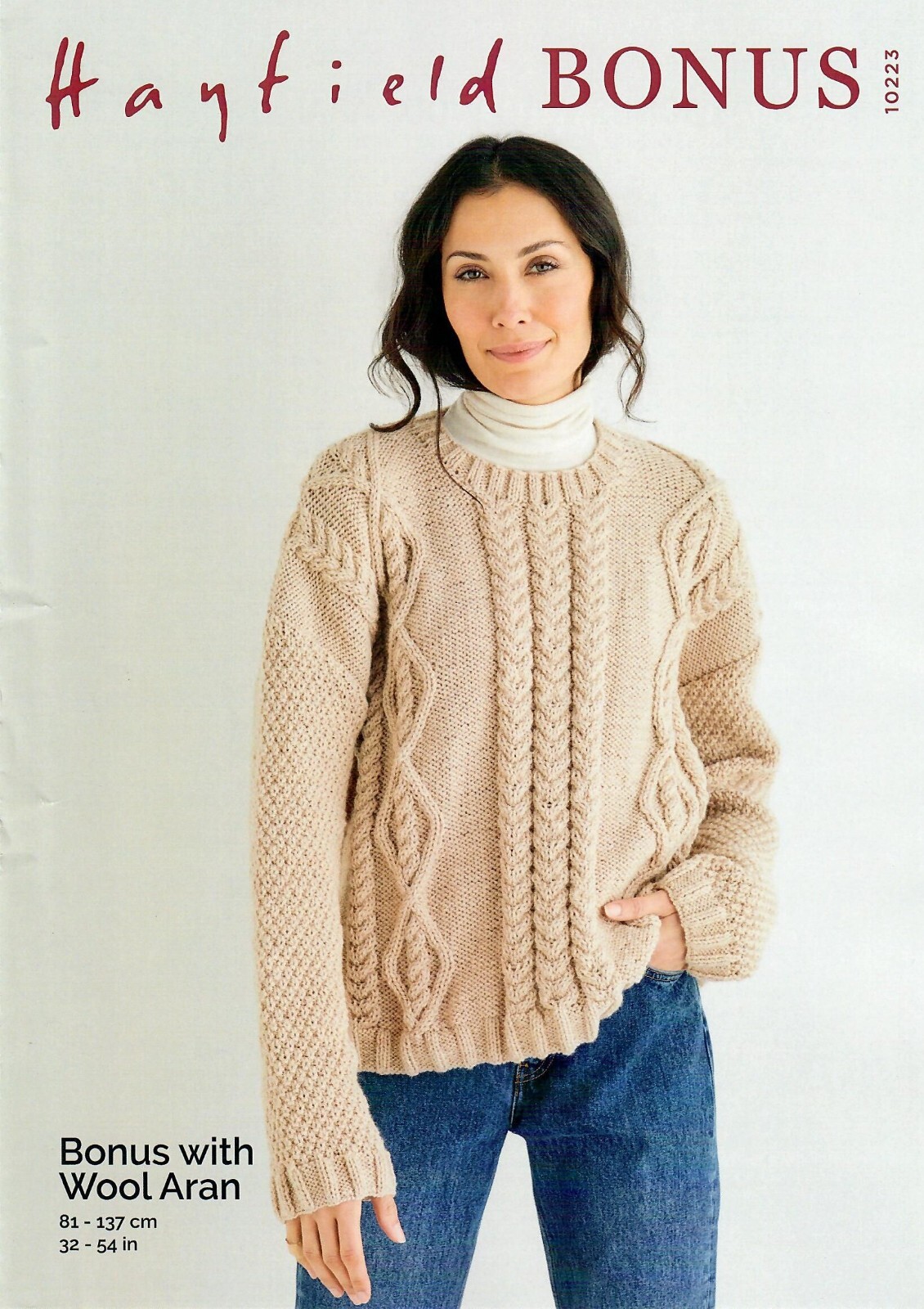 Hayfield Bonus Aran Knitting Pattern - 10223 Ladies Sweater