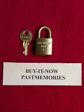 ORIGINAL LOUIS VUITTON BRASS PADLOCK W/ KEY,  VINTAGE LOCK LOT ANTIQUE LOCKS