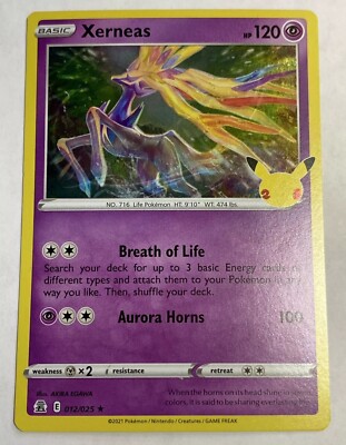 Xerneas 12/25 Holographic Rare 25th Anniversary Celebrations