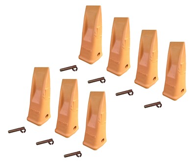 7 Heavy Duty Long Excavator/Loader Bucket Teeth w/ Pins, Fits Cat J300, 9N-4302