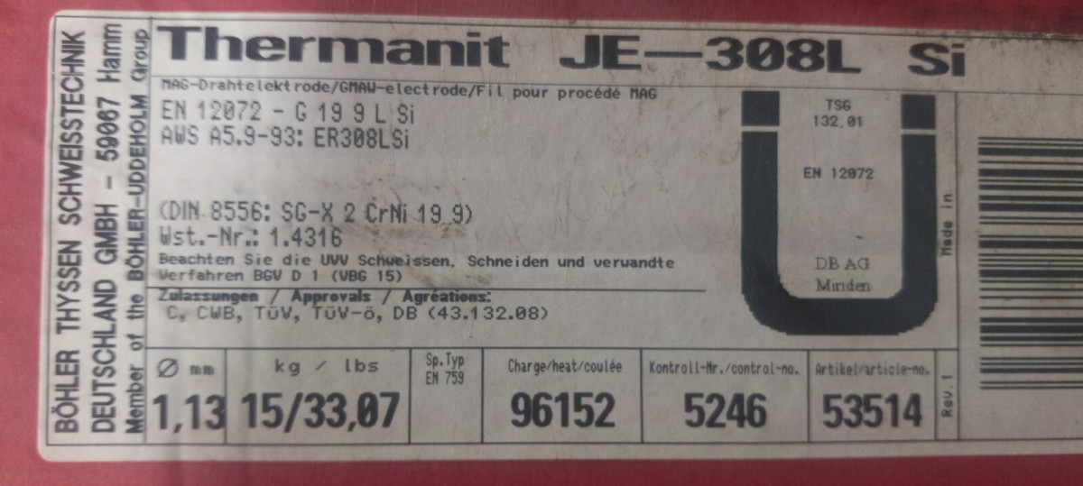 308L STAINLESS WELDING WIRE 33# LINCOLN/BOHLER UNION .045