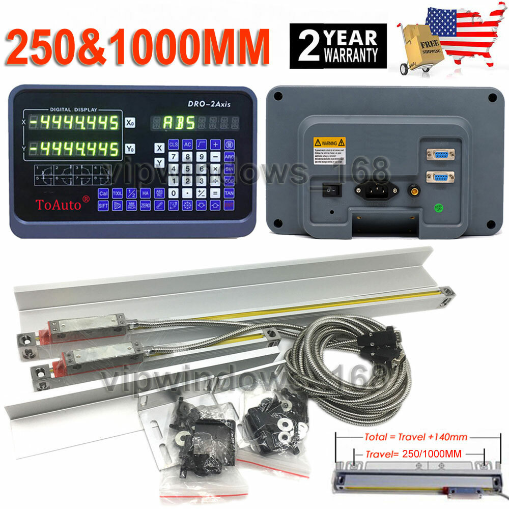 10'' 40'' Linear Scales 2 Axis DRO Kit 5um Digital Readout 250mm+1000mm US Stock