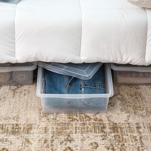 Plastic Under Bed Storage Bins W/ Lids Stackable Durable Clear Containers 4Pk US - Picture 8 of 9