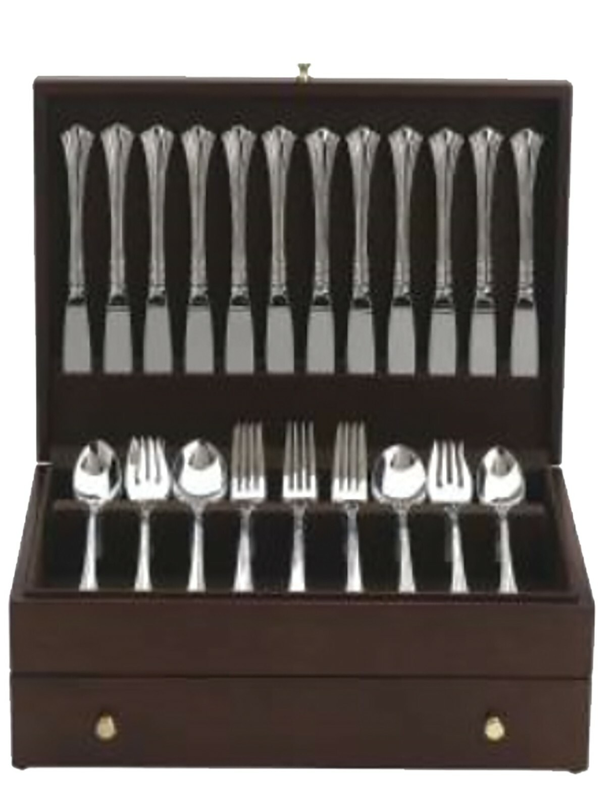 Lenox Mahogany Silver Chest with 1 pull out drawer, holds a service of