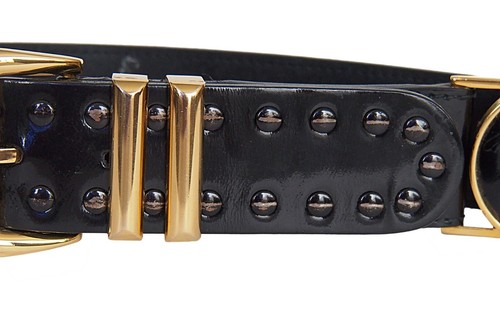 GIANNI VERSACE Vintage Medusa Head Belt Patent Leather Black Size EU 70 US 28 - Picture 8 of 10