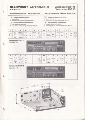 Service Manual-Anleitung für Blaupunkt Wiesbaden SQR 45,Vancouver SQR 45  - Bild 1 von 1