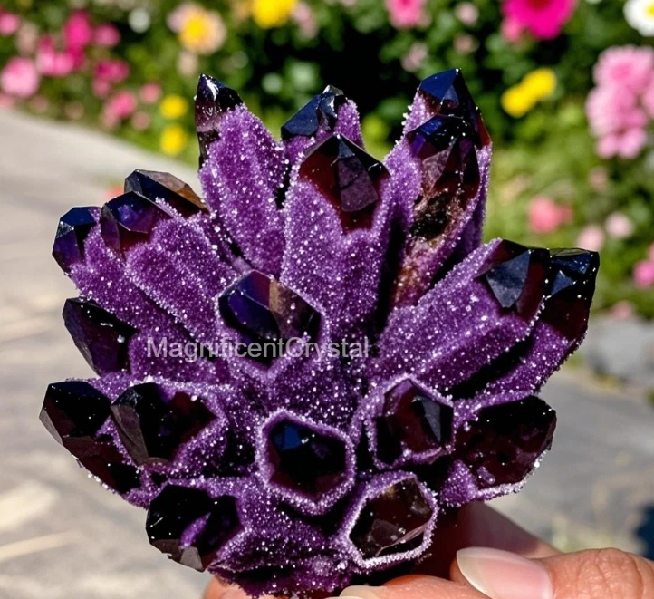 300G+Raro Racimo de Cuarzo Púrpura Oscuro Roca Cruda Amatista Geoda Hogar Reiki Decoración Foto 4 de 4