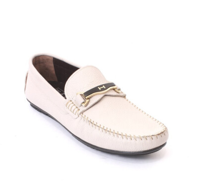 ROBERTO SERPENTINI 54400c Beige Leather Moccasins Loafers Shoes 44 / US 11
