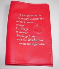 Narcotics Anonymous NA Basic Recovery Red Text Book Cover 5th Holder Medallion 