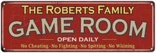 The Roberts Family Personalized Red Game Room Metal Sign 106180038631