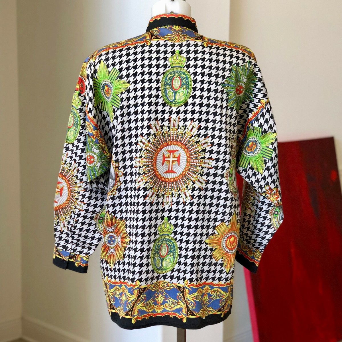 GIANNI VERSACE cotton shirt Onori e Glorie print size IT 50