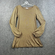 Michael Stars Top Women's One Size Fits Most Brown Metallic Balloon Sleeve Tunic