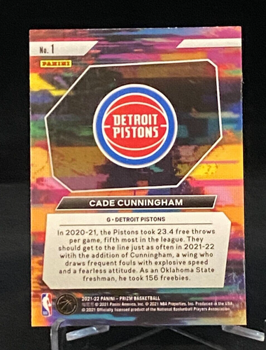2021-22 Panini Prizm Instant Impact #1 Rookie Cade Cunningham Detroit Pistons - Picture 2 of 2