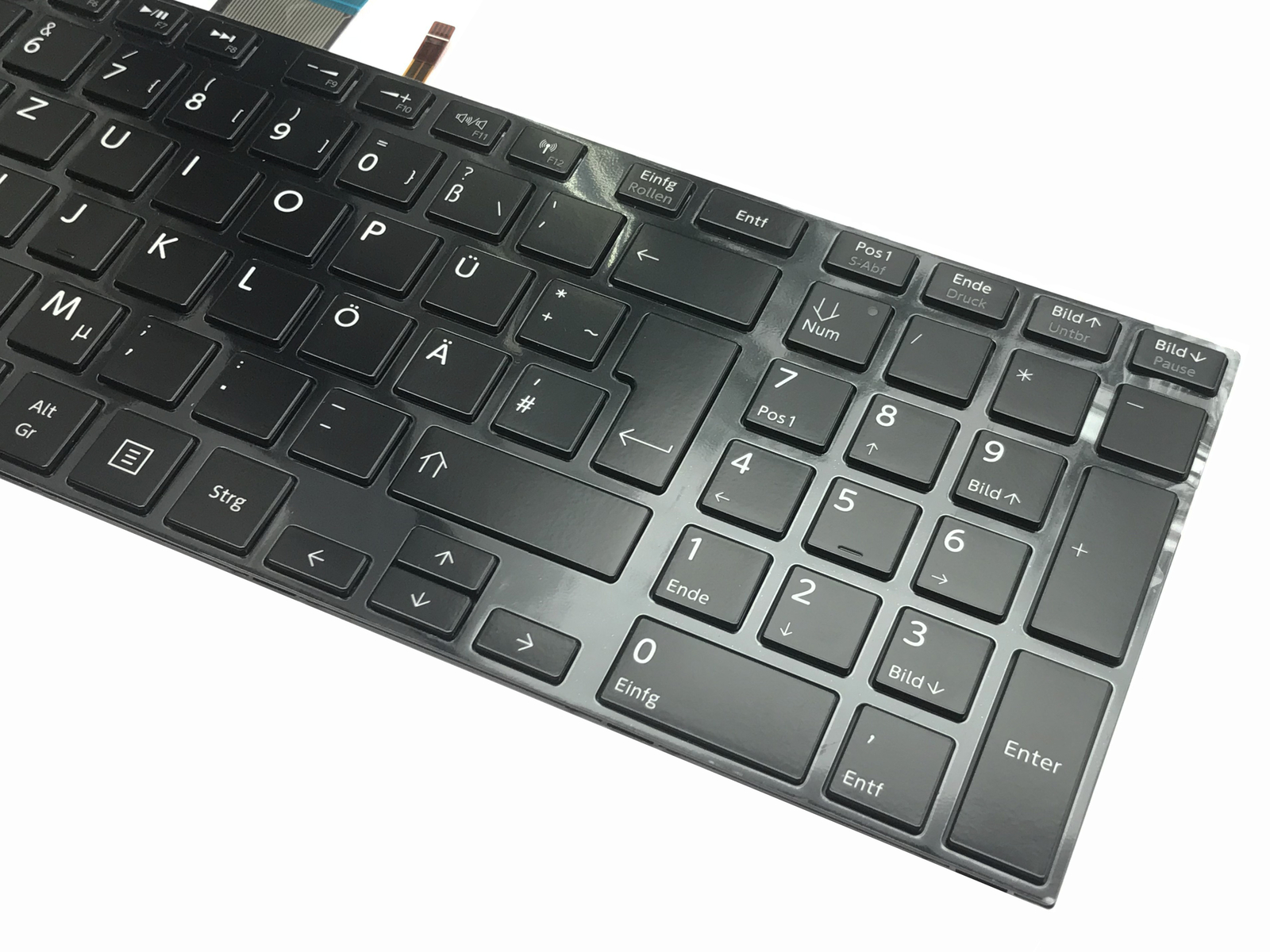 Power4Laptops Francese Telaio Nero Lucido Nero Tastiera Sostitutiva per Portatili Compatibile con Toshiba Satellite C70-A-10J