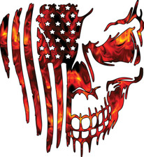 USA skull flag fire distressed decal sticker ...