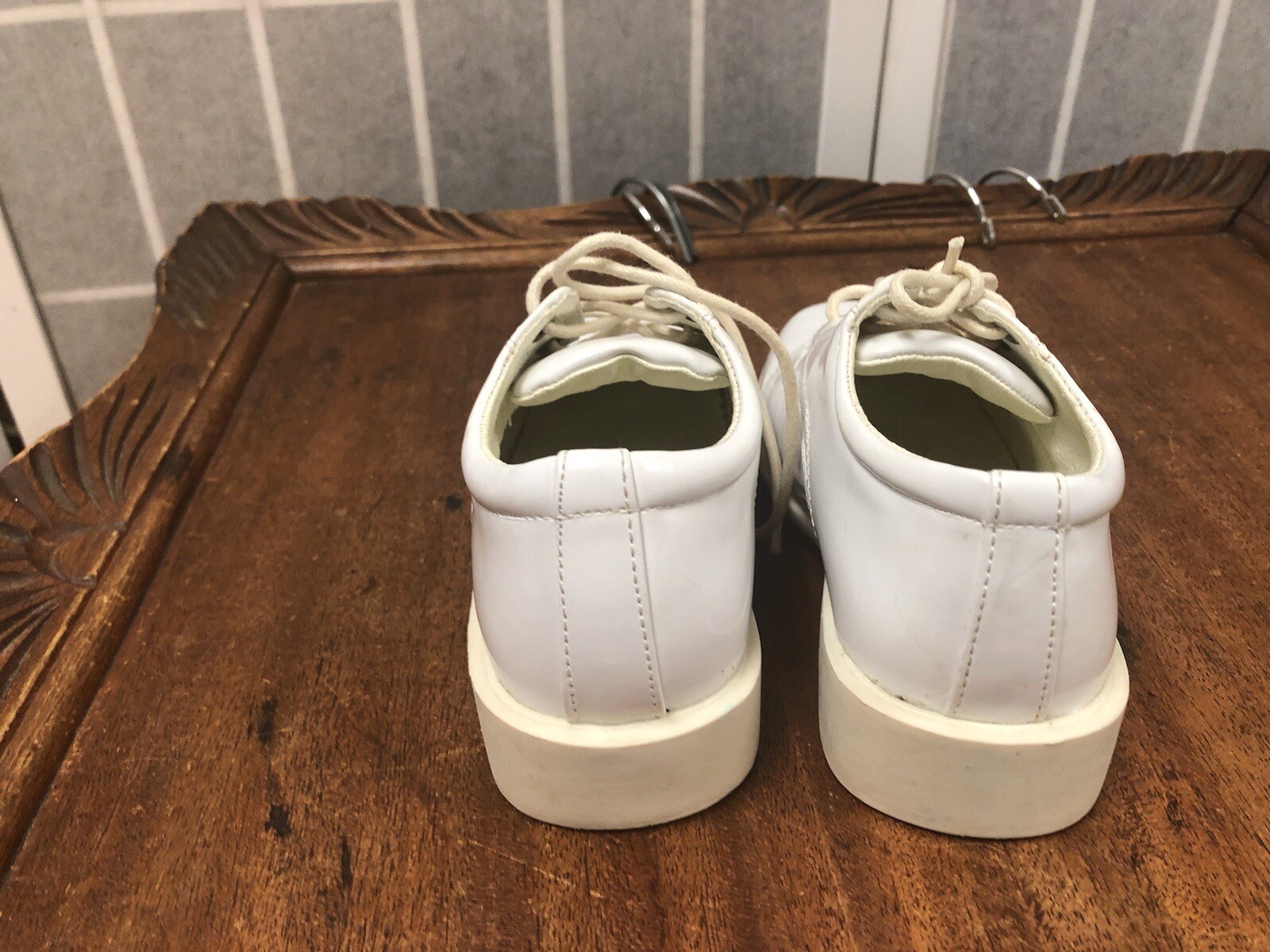 SAOLA Scarpe ragazzo formali bianche taglia 7 5 lacci punta piatta suola in gomma antiscivolo.!