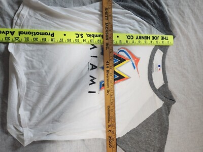 専用【13】 MLB Miami Marlins Raglan Baseball Tee White Grey XS Genuine