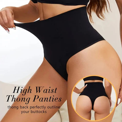 Women High Waist Tummy Control Body Shaper Thong Pants Shapewear Slim Underwear - Picture 4 of 26