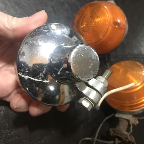 Vtg Lot Of 3 Stanley 6-0345 SAE D67 Amber Motorcycle Lights - Picture 2 of 6