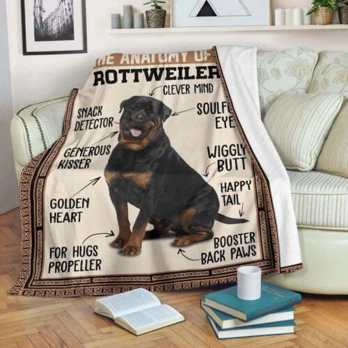 Dog The anatomy of a rottweiler Fleece SOFA BLANKET Christmas Gift