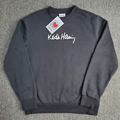 Keith Haring Sweatshirt Mens Sz Large Black X Primark Art Graffiti Computer NWT