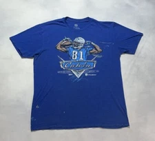 Vintage Detroit Lions T-shirt Calvin Johnson Megatron Size XL Blue NFL Y2K