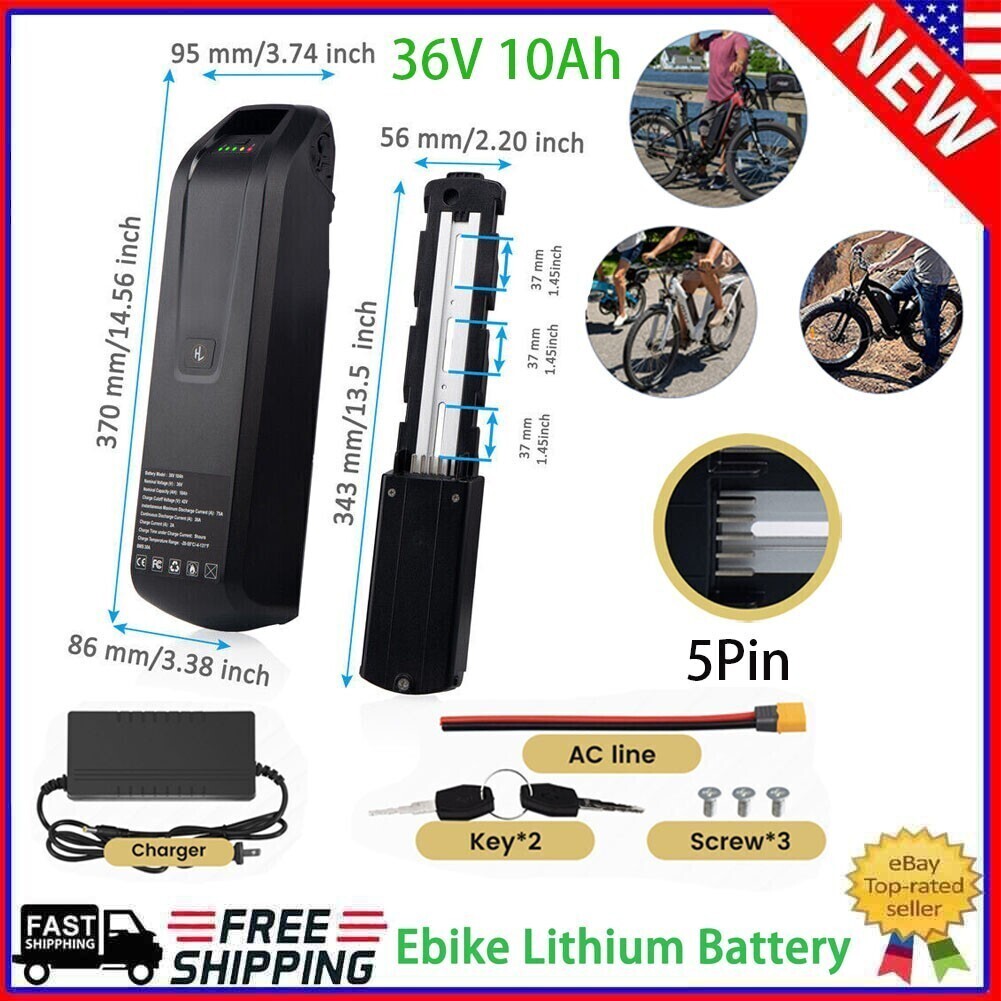 36V Hailong Lithium Ebike Battery Electric Bike Battery 5Pin For 200~1000W Motor