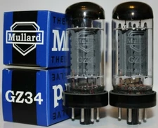 Matched Pair Mullard GZ34 / 5AR4 rectifier tubes, Brand NEW in Box !