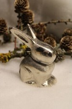 Kleiner Osterhase aus Aluminium, silber, H  9 cm, Osterdeko Hase, Osterhase
