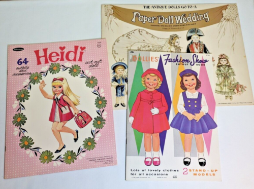 Vintage Papierowe lalki Zestaw książek Heidi 1966 Lalki Pokaz mody Antyk Ślub - Zdjęcie 1 z 24