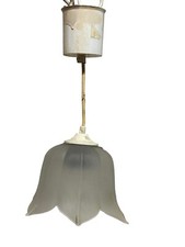 ANCIEN LUSTRE TULIPE PÂTE DE VERRE LAMPE PLAFONNIER