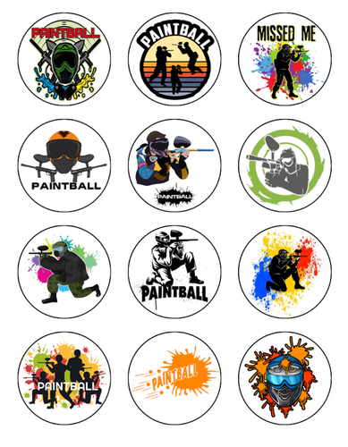Paintball Cake Toppers Edible Icing Birthday Cake Sports Decoration (3 Size) - Afbeelding 4 van 8