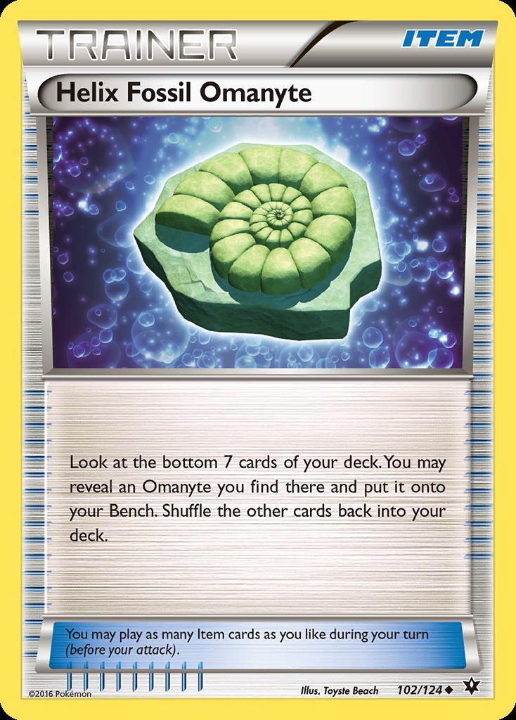 Pokemon Helix Fossil Omanyte (102/125) Fates Collide LP