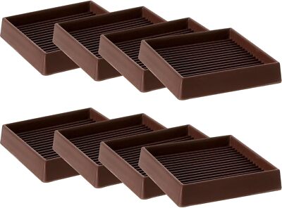 CalPalmy 4X4 Square Rubber Furniture Caster Cups with 4'' x 4'', Dark Brown 